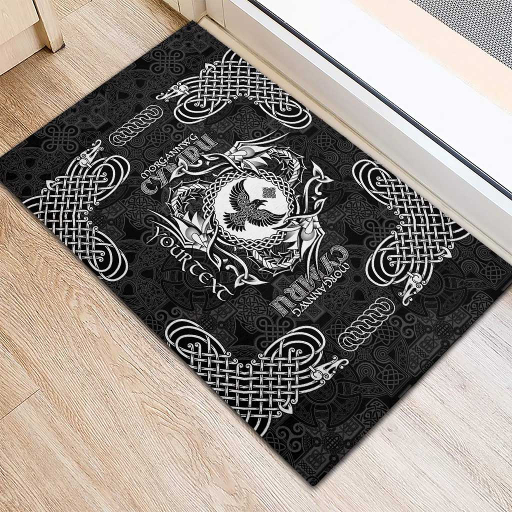 Personalized Glamorgan Morgannwg Rubber Doormat Black Raven Celtic-inspired - Wonder Print Shop