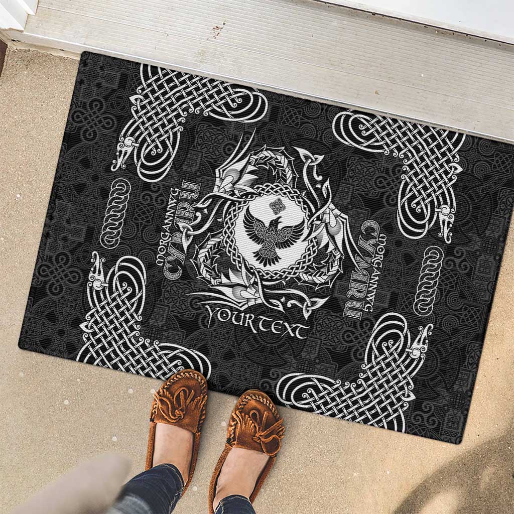 Personalized Glamorgan Morgannwg Rubber Doormat Black Raven Celtic-inspired - Wonder Print Shop