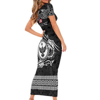 Personalized Glamorgan Morgannwg Short Sleeve Bodycon Dress Black Raven Celtic-inspired - Wonder Print Shop