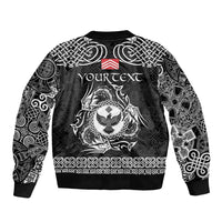 Personalized Glamorgan Morgannwg Sleeve Zip Bomber Jacket Black Raven Celtic-inspired - Wonder Print Shop