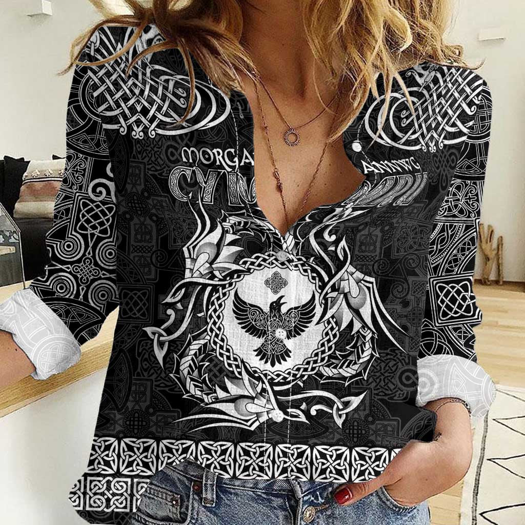 Personalized Glamorgan Morgannwg Women Casual Shirt Black Raven Celtic-inspired - Wonder Print Shop