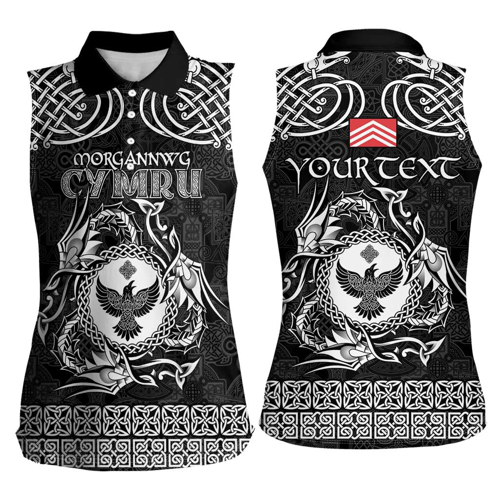 Personalized Glamorgan Morgannwg Women Sleeveless Polo Shirt Black Raven Celtic-inspired - Wonder Print Shop