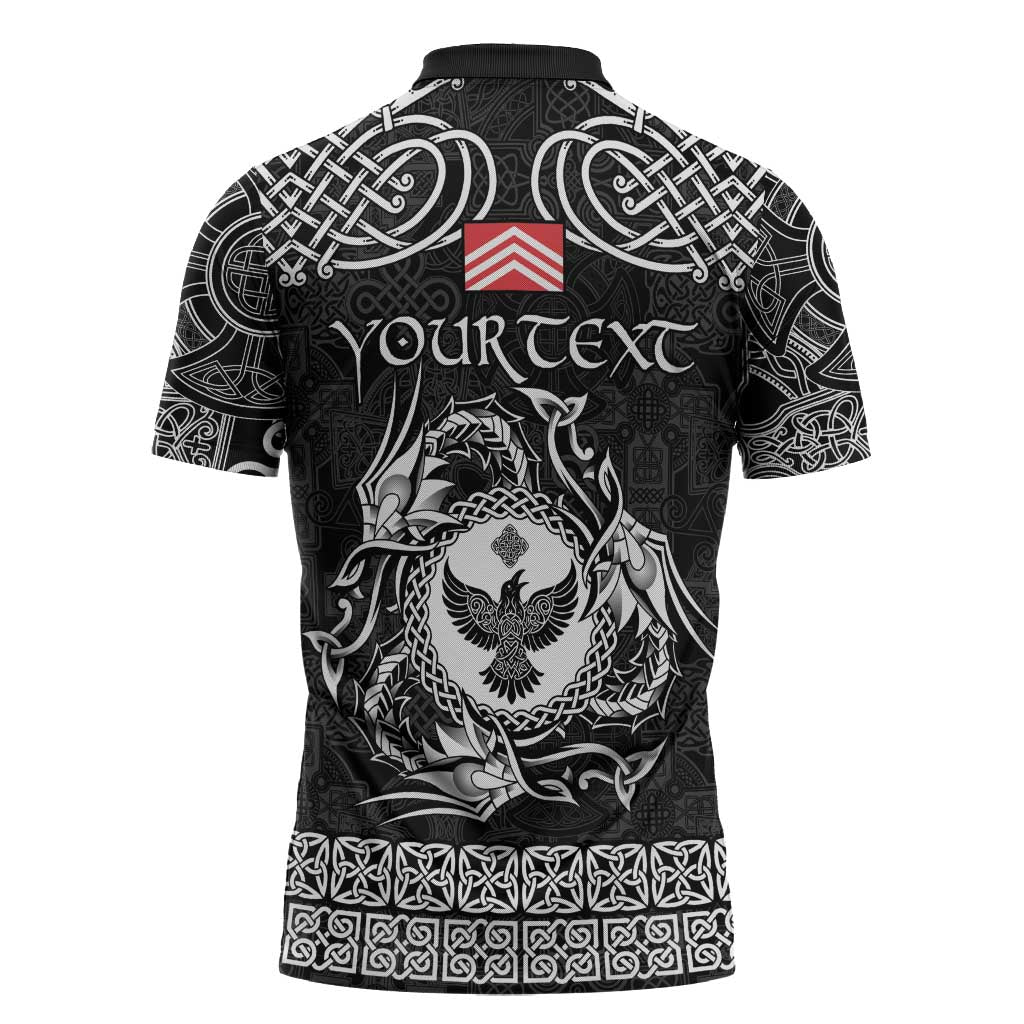 Personalized Glamorgan Morgannwg Zipper Polo Shirt Black Raven Celtic-inspired - Wonder Print Shop