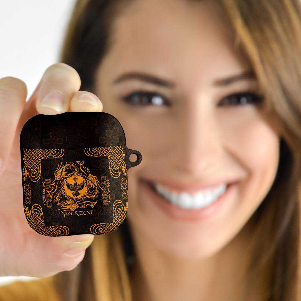 Personalized Glamorgan Morgannwg AirPods Case Gold Raven Celtic-inspired - Wonder Print Shop
