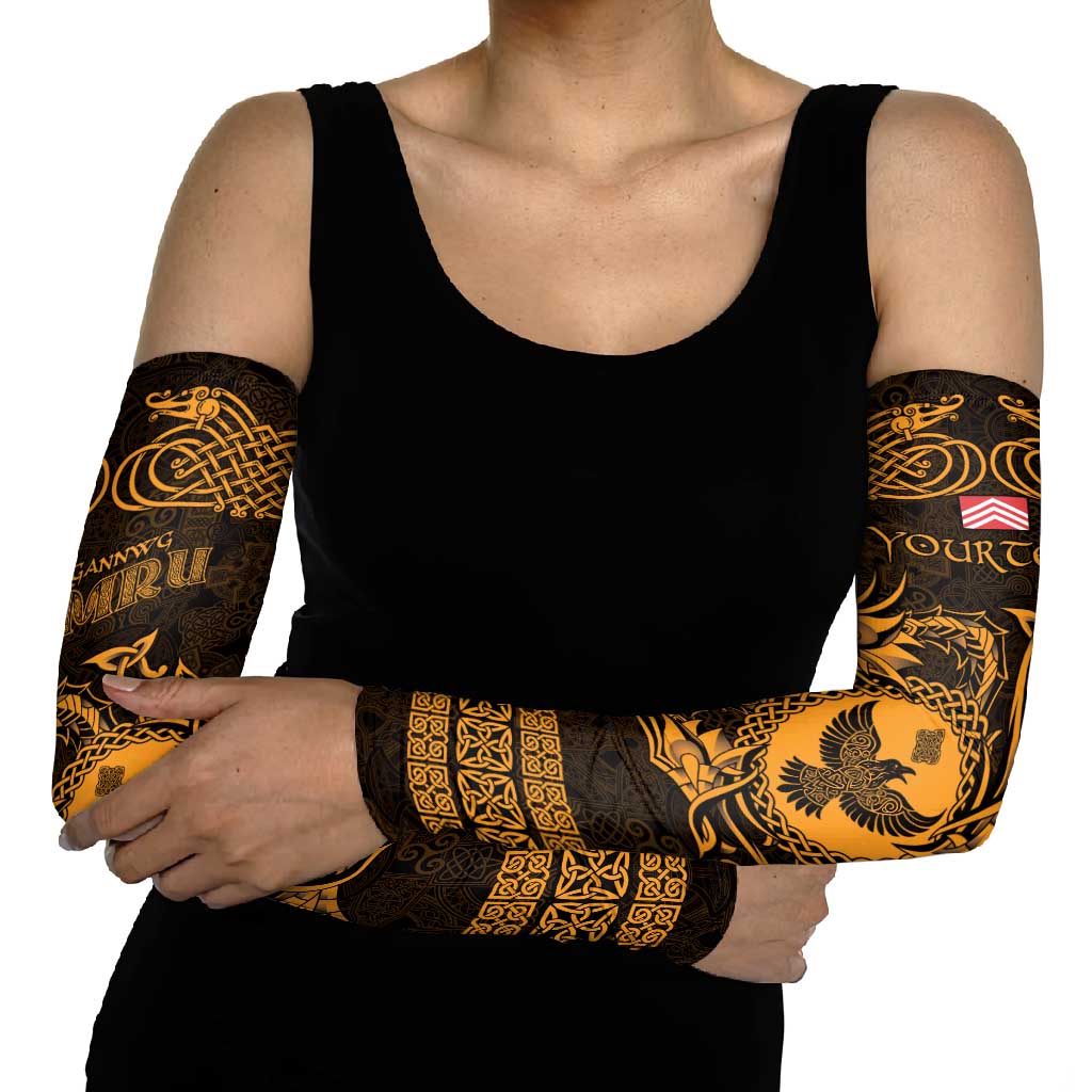 Personalized Glamorgan Morgannwg Arm Sleeves Gold Raven Celtic-inspired - Wonder Print Shop