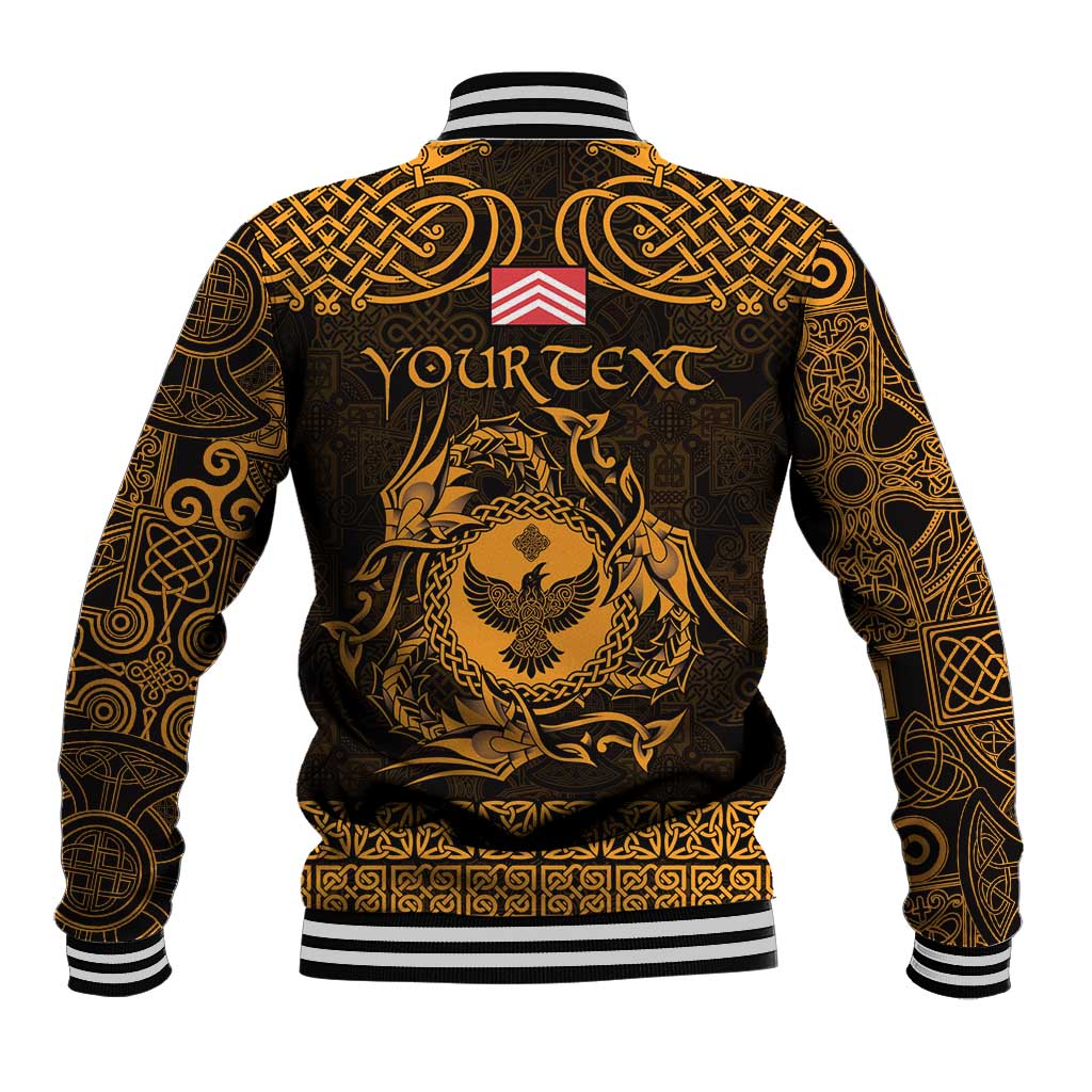 Personalized Glamorgan Morgannwg Baseball Jacket Gold Raven Celtic-inspired - Wonder Print Shop