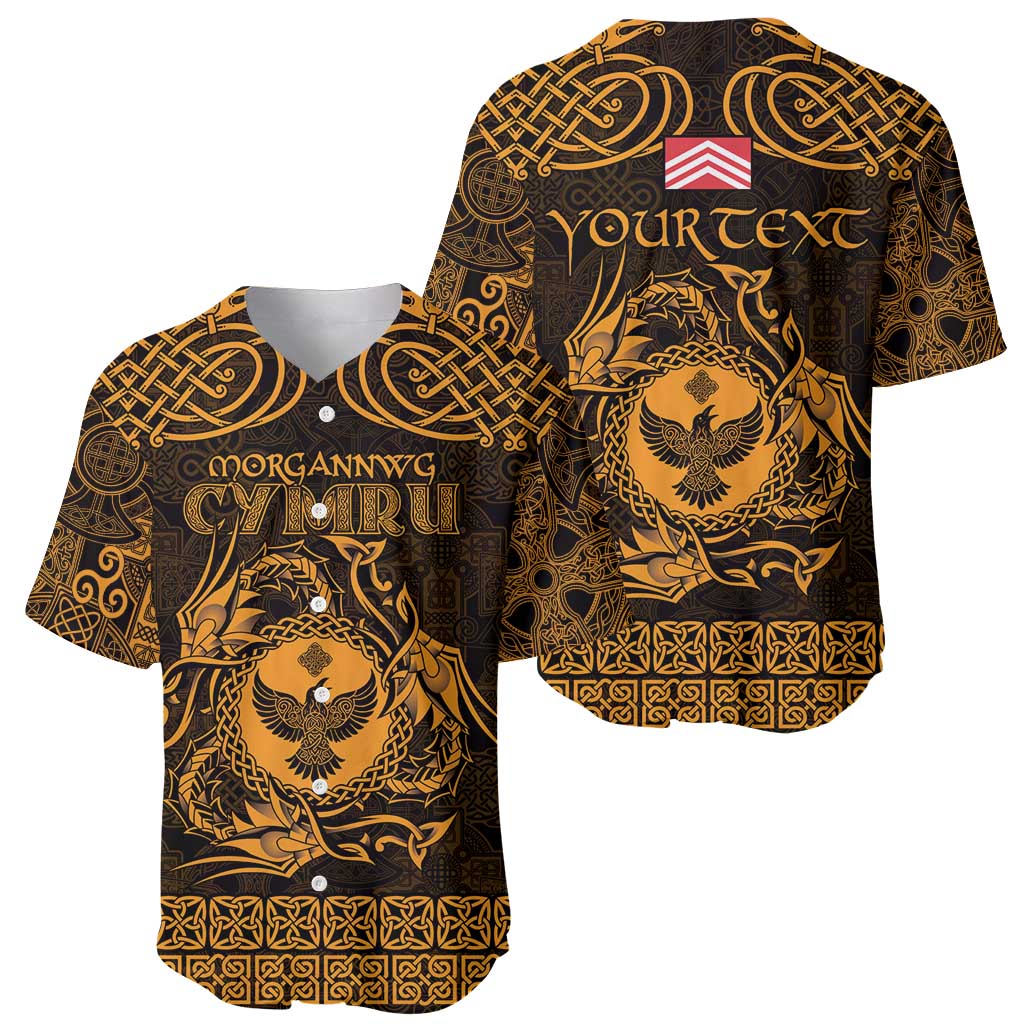 Personalized Glamorgan Morgannwg Baseball Jersey Gold Raven Celtic-inspired - Wonder Print Shop