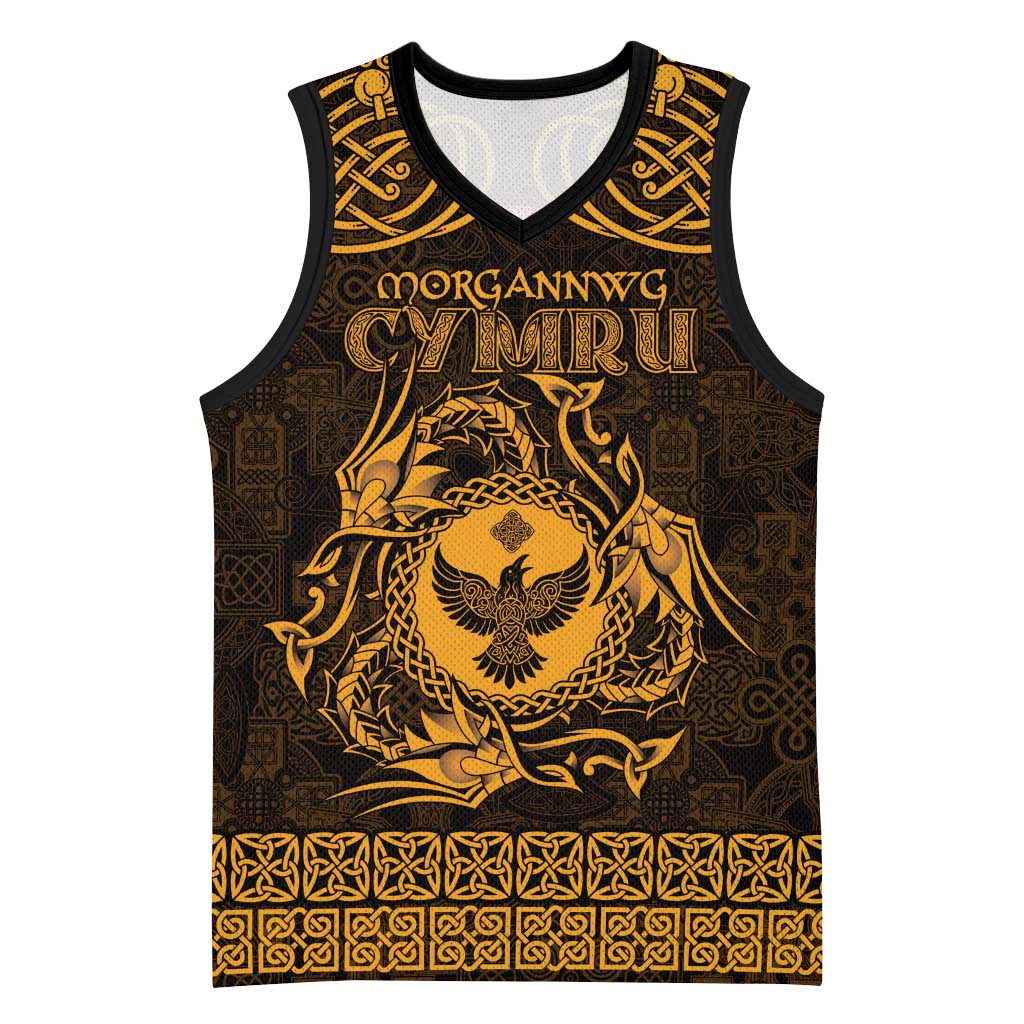 Personalized Glamorgan Morgannwg Basketball Jersey Gold Raven Celtic-inspired - Wonder Print Shop