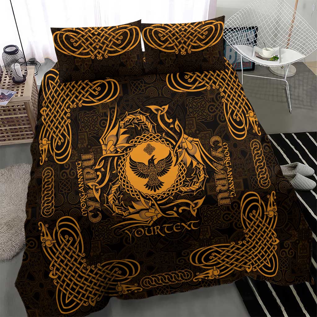 Personalized Glamorgan Morgannwg Bedding Set Gold Raven Celtic-inspired - Wonder Print Shop