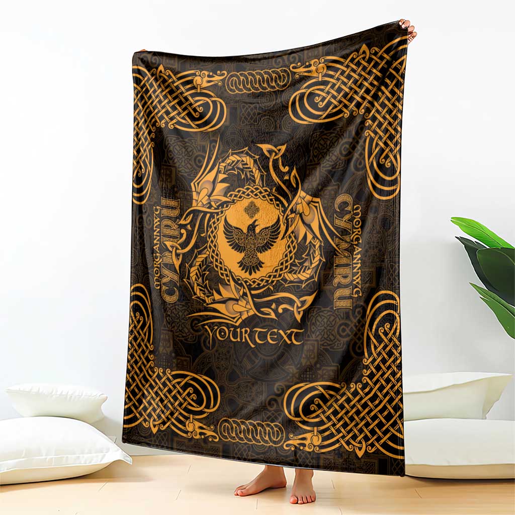 Personalized Glamorgan Morgannwg Blanket Gold Raven Celtic-inspired - Wonder Print Shop