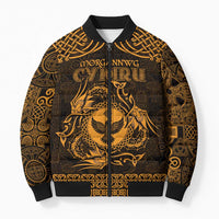 Personalized Glamorgan Morgannwg Bomber Puffer Jacket Gold Raven Celtic-inspired - Wonder Print Shop