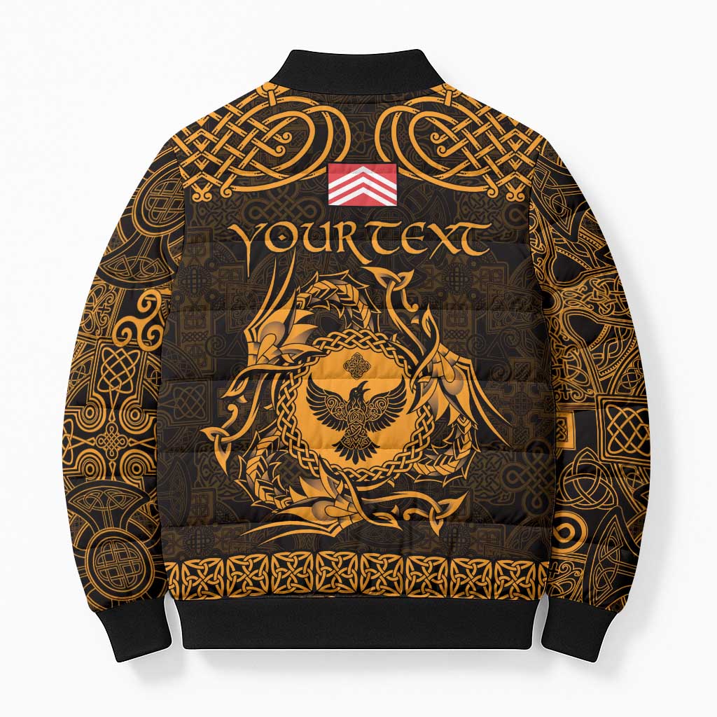 Personalized Glamorgan Morgannwg Bomber Puffer Jacket Gold Raven Celtic-inspired - Wonder Print Shop