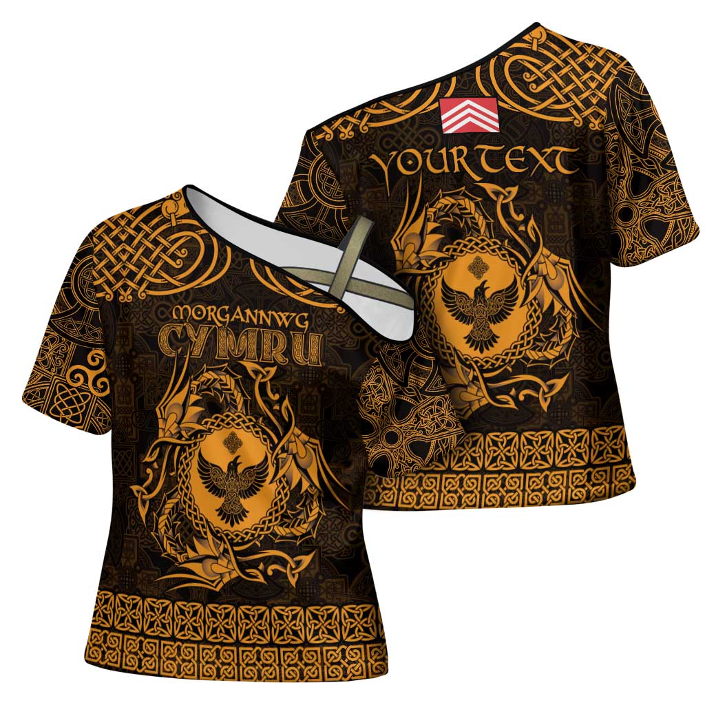 Personalized Glamorgan Morgannwg Cross Shoulder Shirt Gold Raven Celtic-inspired - Wonder Print Shop