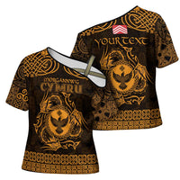 Personalized Glamorgan Morgannwg Cross Shoulder Shirt Gold Raven Celtic-inspired - Wonder Print Shop