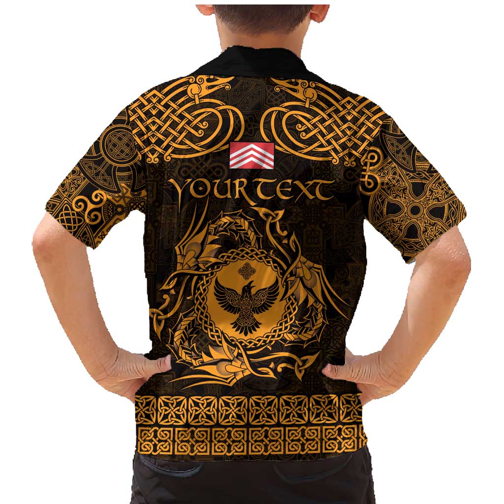 Personalized Glamorgan Morgannwg Family Matching Mermaid Dress and Hawaiian Shirt Gold Raven Celtic-inspired - Wonder Print Shop