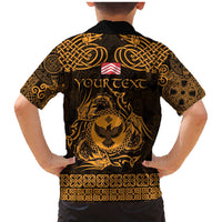 Personalized Glamorgan Morgannwg Family Matching Mermaid Dress and Hawaiian Shirt Gold Raven Celtic-inspired - Wonder Print Shop