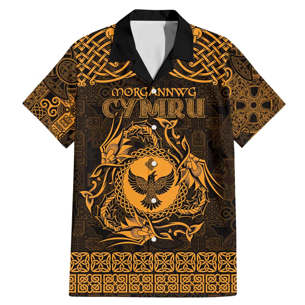 Personalized Glamorgan Morgannwg Family Matching Mermaid Dress and Hawaiian Shirt Gold Raven Celtic-inspired - Wonder Print Shop