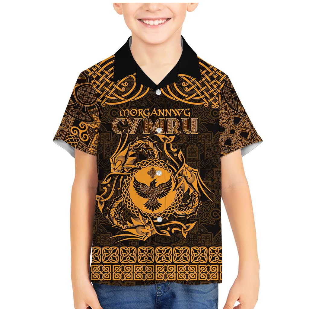 Personalized Glamorgan Morgannwg Family Matching Mermaid Dress and Hawaiian Shirt Gold Raven Celtic-inspired - Wonder Print Shop