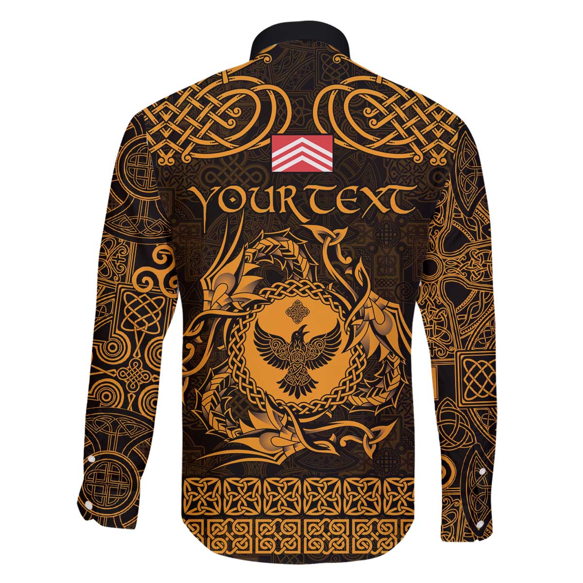 Personalized Glamorgan Morgannwg Family Matching Off The Shoulder Long Sleeve Dress and Hawaiian Shirt Gold Raven Celtic-inspired - Wonder Print Shop
