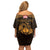 Personalized Glamorgan Morgannwg Family Matching Off Shoulder Short Dress and Hawaiian Shirt Gold Raven Celtic-inspired - Wonder Print Shop