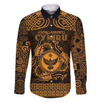 Personalized Glamorgan Morgannwg Family Matching Short Sleeve Bodycon Dress and Hawaiian Shirt Gold Raven Celtic-inspired - Wonder Print Shop