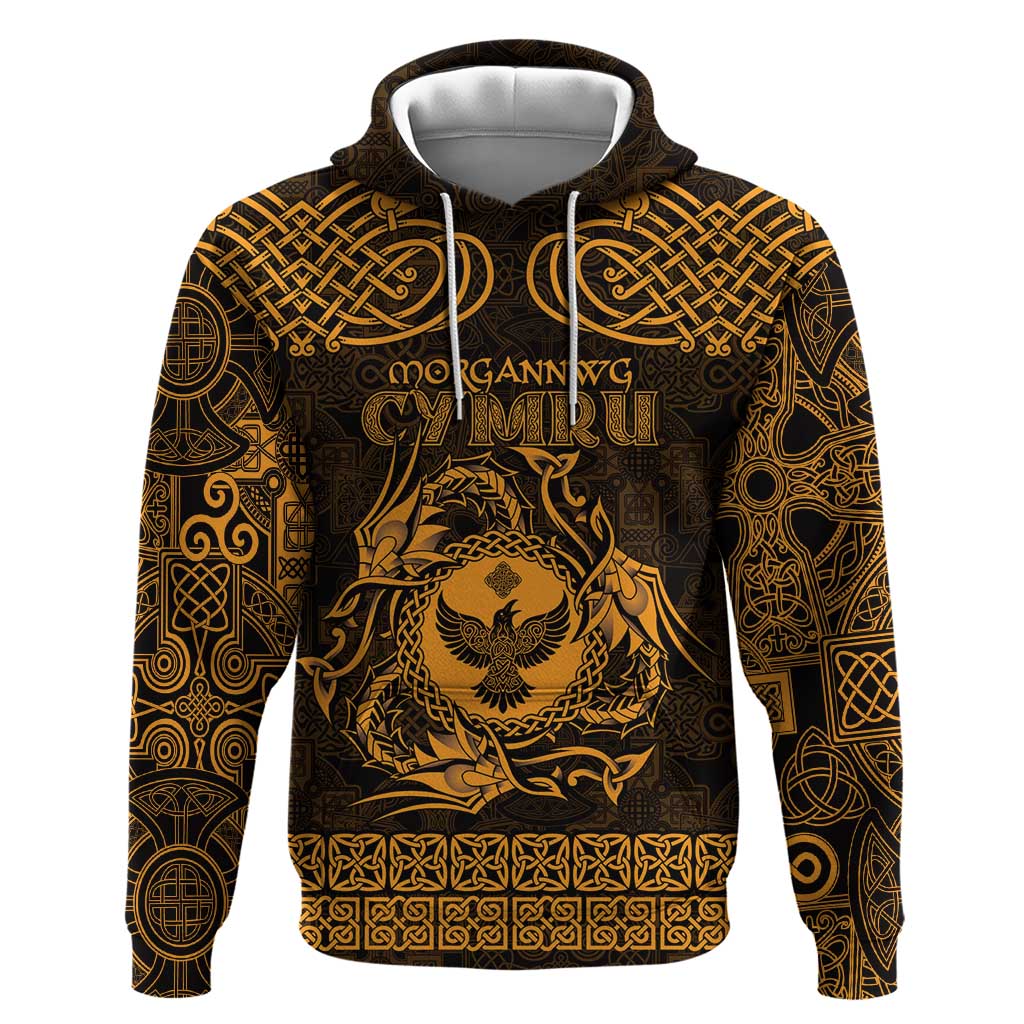 Personalized Glamorgan Morgannwg Hoodie Gold Raven Celtic-inspired - Wonder Print Shop