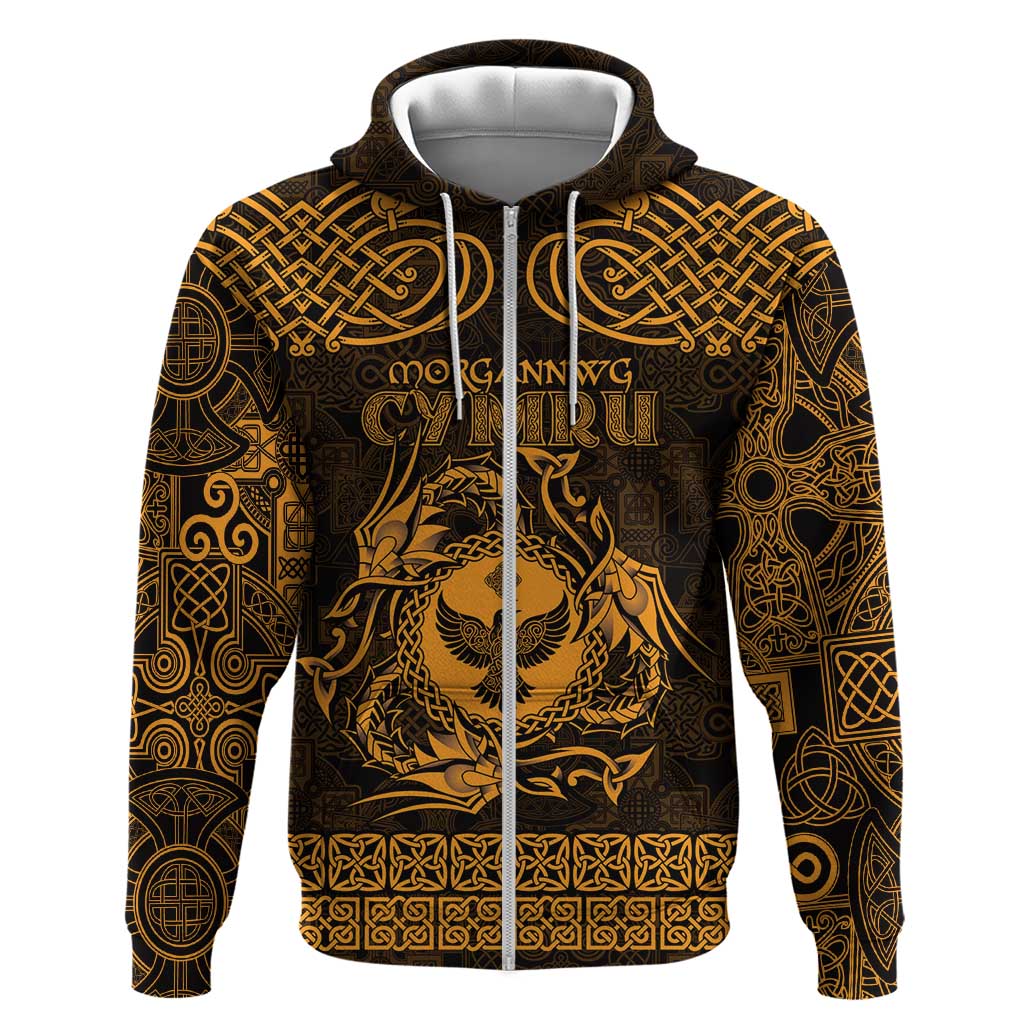 Personalized Glamorgan Morgannwg Hoodie Gold Raven Celtic-inspired - Wonder Print Shop