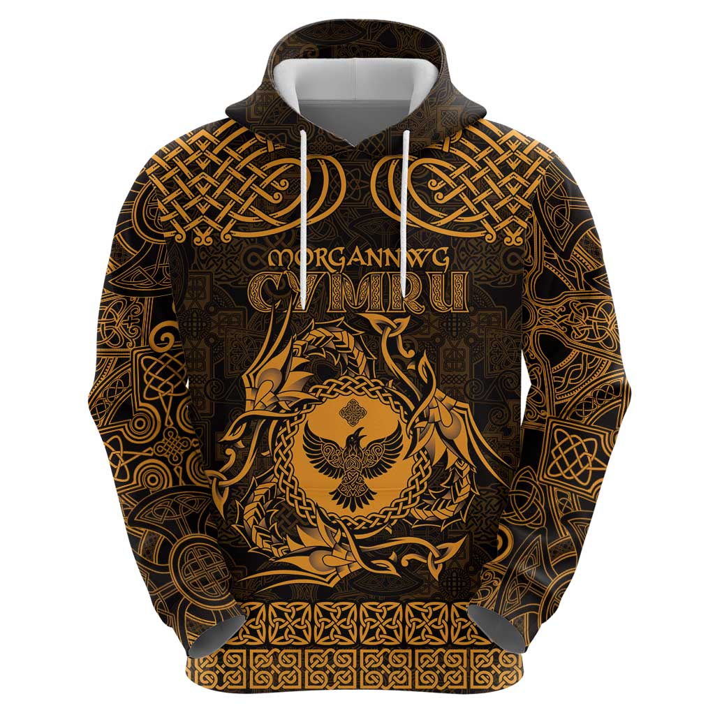 Personalized Glamorgan Morgannwg Hoodie Gold Raven Celtic-inspired - Wonder Print Shop