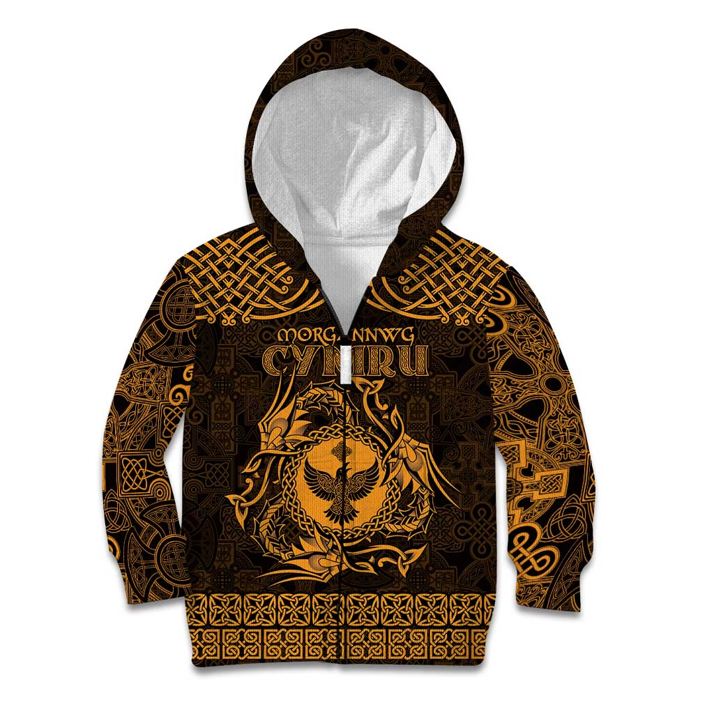 Personalized Glamorgan Morgannwg Kid Hoodie Gold Raven Celtic-inspired - Wonder Print Shop