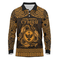 Personalized Glamorgan Morgannwg Long Sleeve Polo Shirt Gold Raven Celtic-inspired - Wonder Print Shop