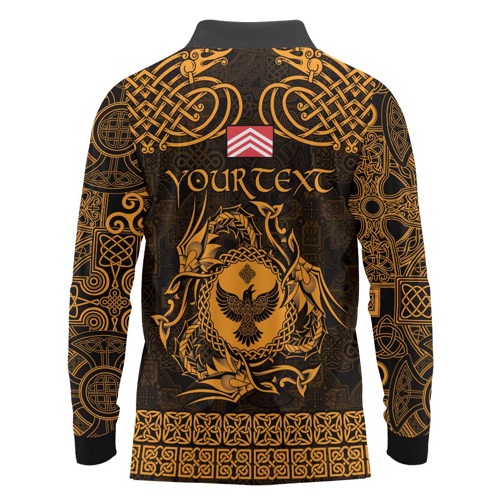 Personalized Glamorgan Morgannwg Long Sleeve Polo Shirt Gold Raven Celtic-inspired - Wonder Print Shop