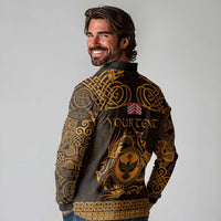 Personalized Glamorgan Morgannwg Long Sleeve Polo Shirt Gold Raven Celtic-inspired - Wonder Print Shop