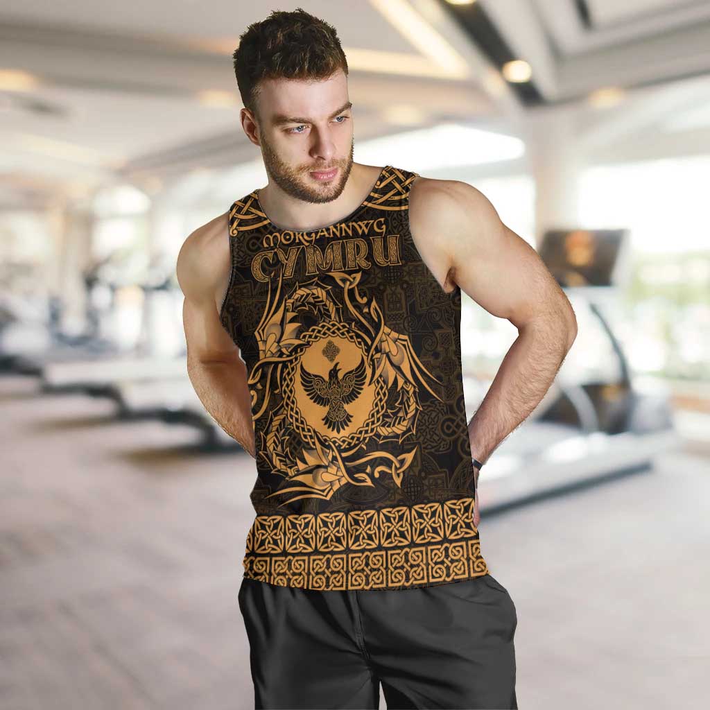 Personalized Glamorgan Morgannwg Men Tank Top Gold Raven Celtic-inspired - Wonder Print Shop