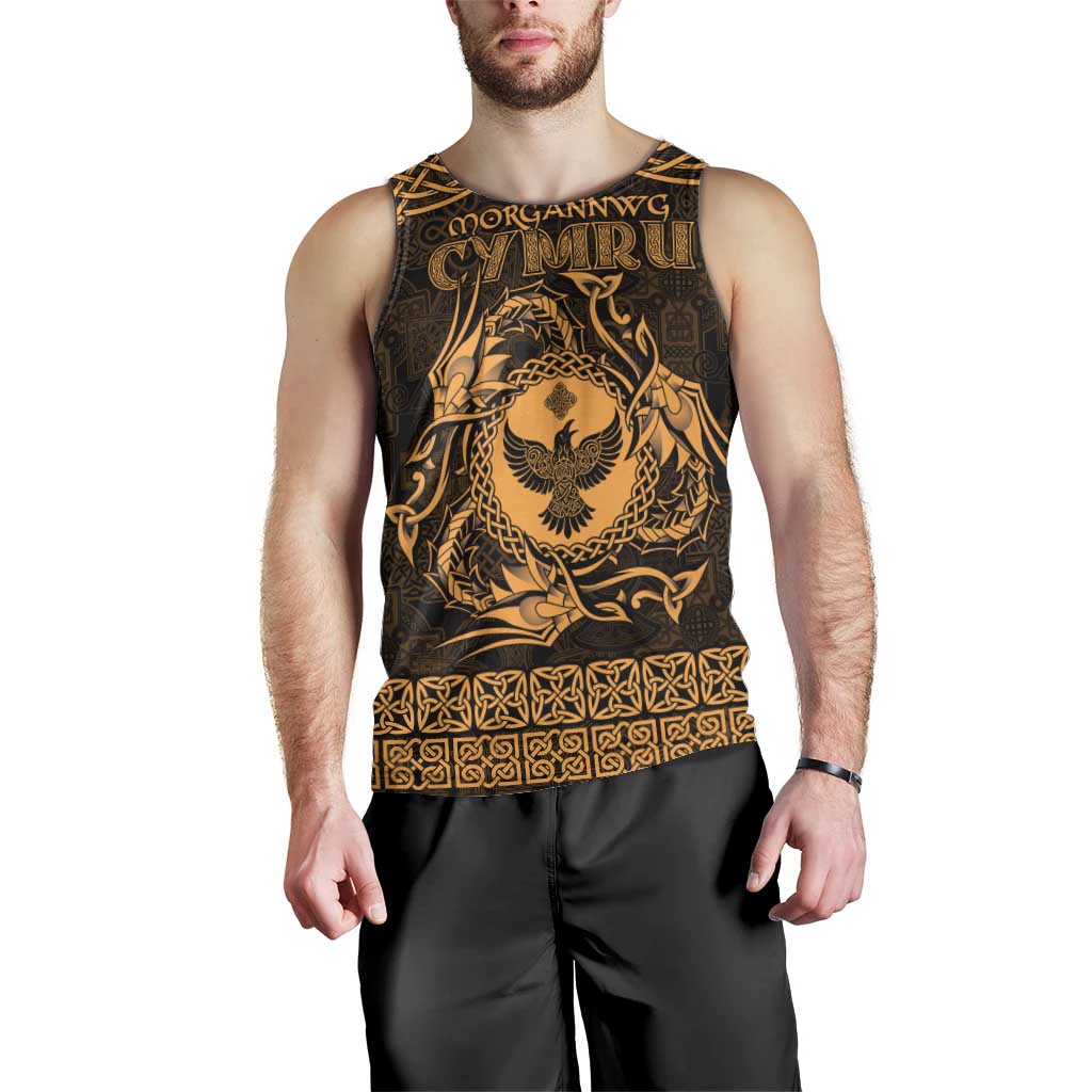 Personalized Glamorgan Morgannwg Men Tank Top Gold Raven Celtic-inspired - Wonder Print Shop
