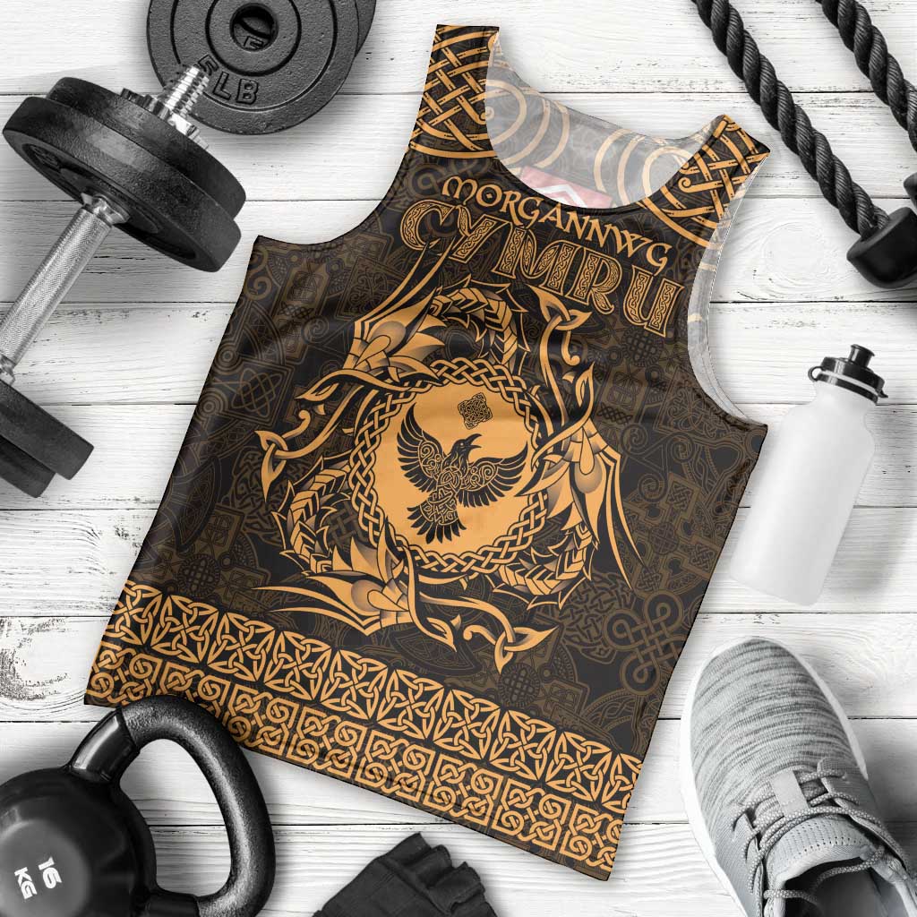 Personalized Glamorgan Morgannwg Men Tank Top Gold Raven Celtic-inspired - Wonder Print Shop