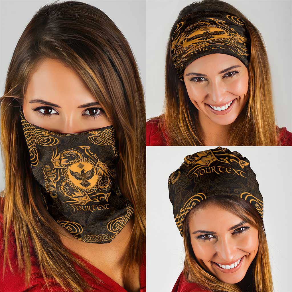 Personalized Glamorgan Morgannwg Neck Gaiter Gold Raven Celtic-inspired - Wonder Print Shop