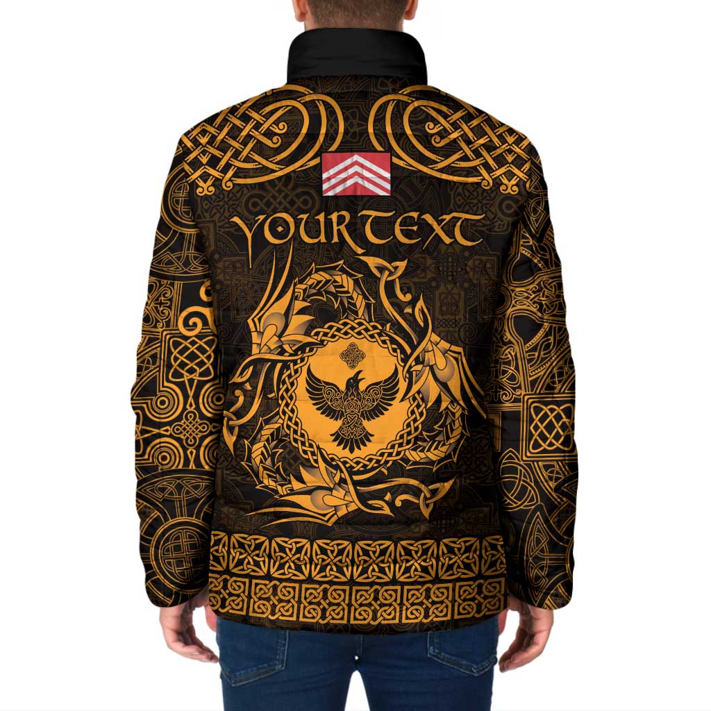 Personalized Glamorgan Morgannwg Padded Jacket Gold Raven Celtic-inspired - Wonder Print Shop