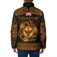 Personalized Glamorgan Morgannwg Padded Jacket Gold Raven Celtic-inspired - Wonder Print Shop