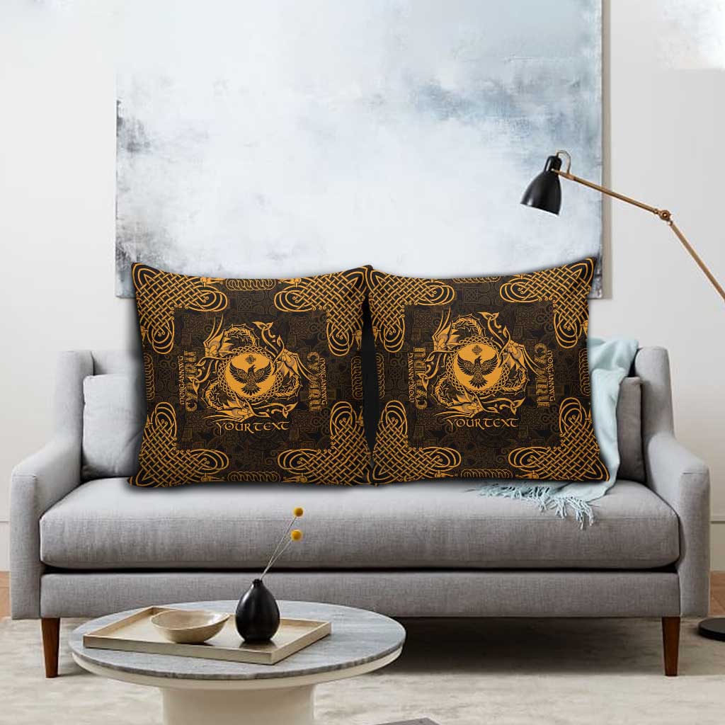 Personalized Glamorgan Morgannwg Pillow Cover Gold Raven Celtic-inspired - Wonder Print Shop