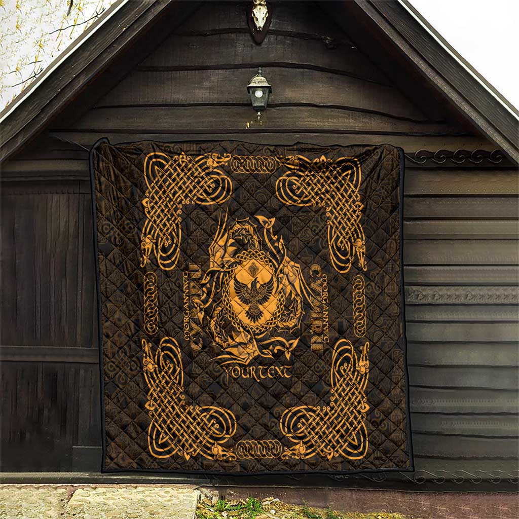 Personalized Glamorgan Morgannwg Quilt Gold Raven Celtic-inspired - Wonder Print Shop
