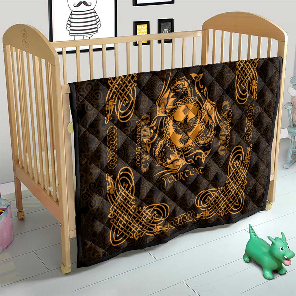 Personalized Glamorgan Morgannwg Quilt Gold Raven Celtic-inspired - Wonder Print Shop