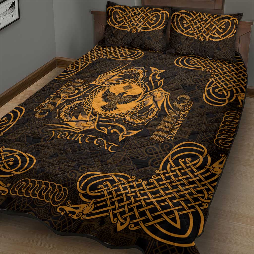 Personalized Glamorgan Morgannwg Quilt Bed Set Gold Raven Celtic-inspired - Wonder Print Shop