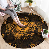 Personalized Glamorgan Morgannwg Round Carpet Gold Raven Celtic-inspired - Wonder Print Shop