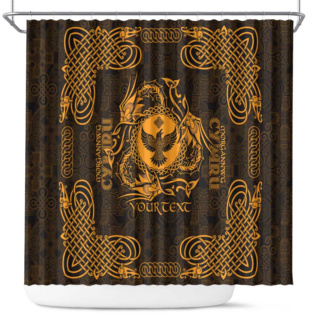Personalized Glamorgan Morgannwg Shower Curtain Gold Raven Celtic-inspired - Wonder Print Shop