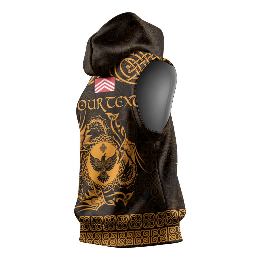 Personalized Glamorgan Morgannwg Sleeveless Hoodie Gold Raven Celtic-inspired - Wonder Print Shop
