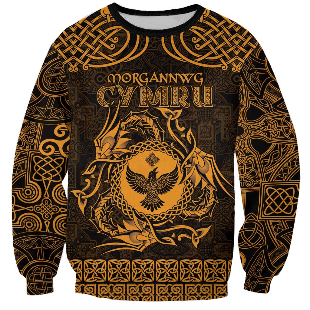 Personalized Glamorgan Morgannwg Sweatshirt Gold Raven Celtic-inspired - Wonder Print Shop