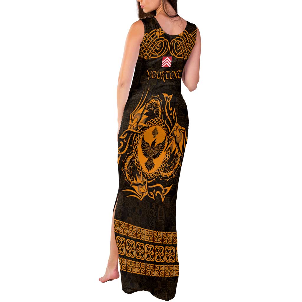 Personalized Glamorgan Morgannwg Tank Maxi Dress Gold Raven Celtic-inspired - Wonder Print Shop