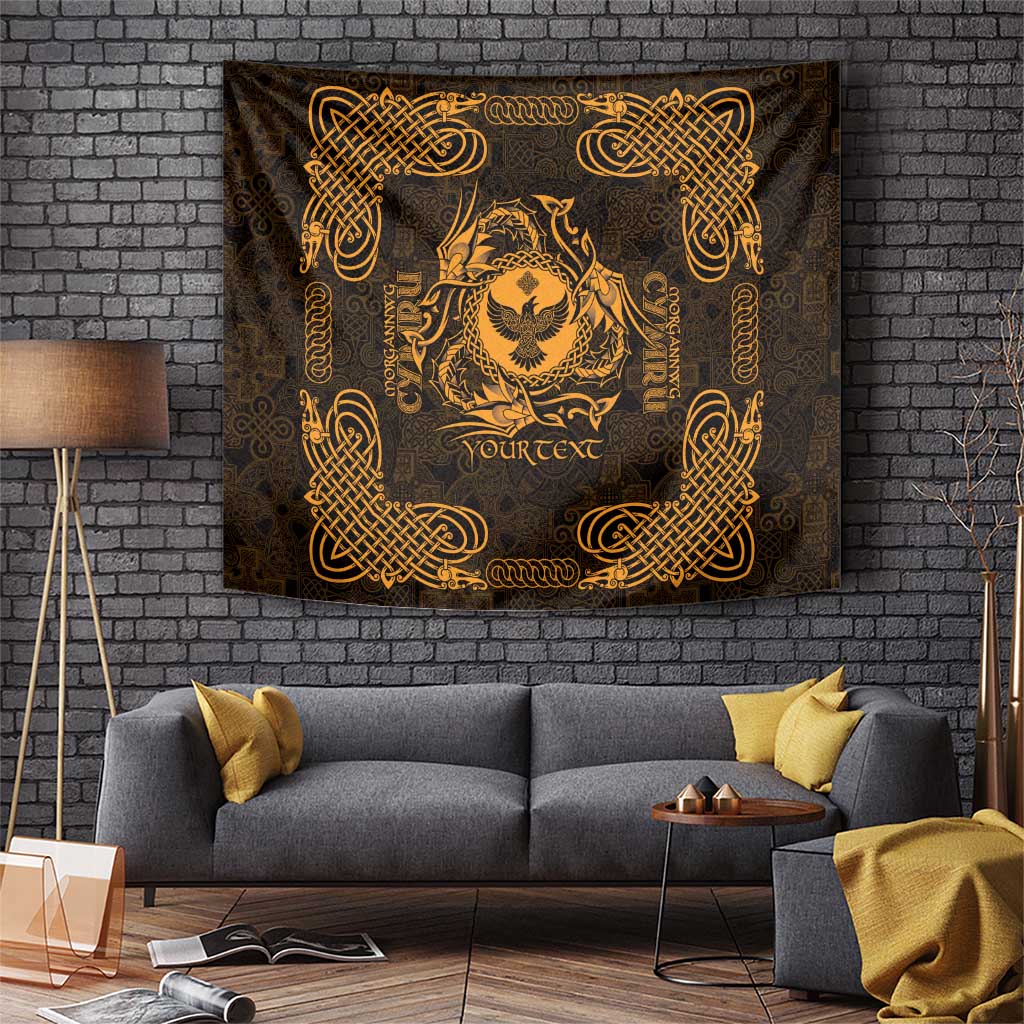 Personalized Glamorgan Morgannwg Tapestry Gold Raven Celtic-inspired - Wonder Print Shop
