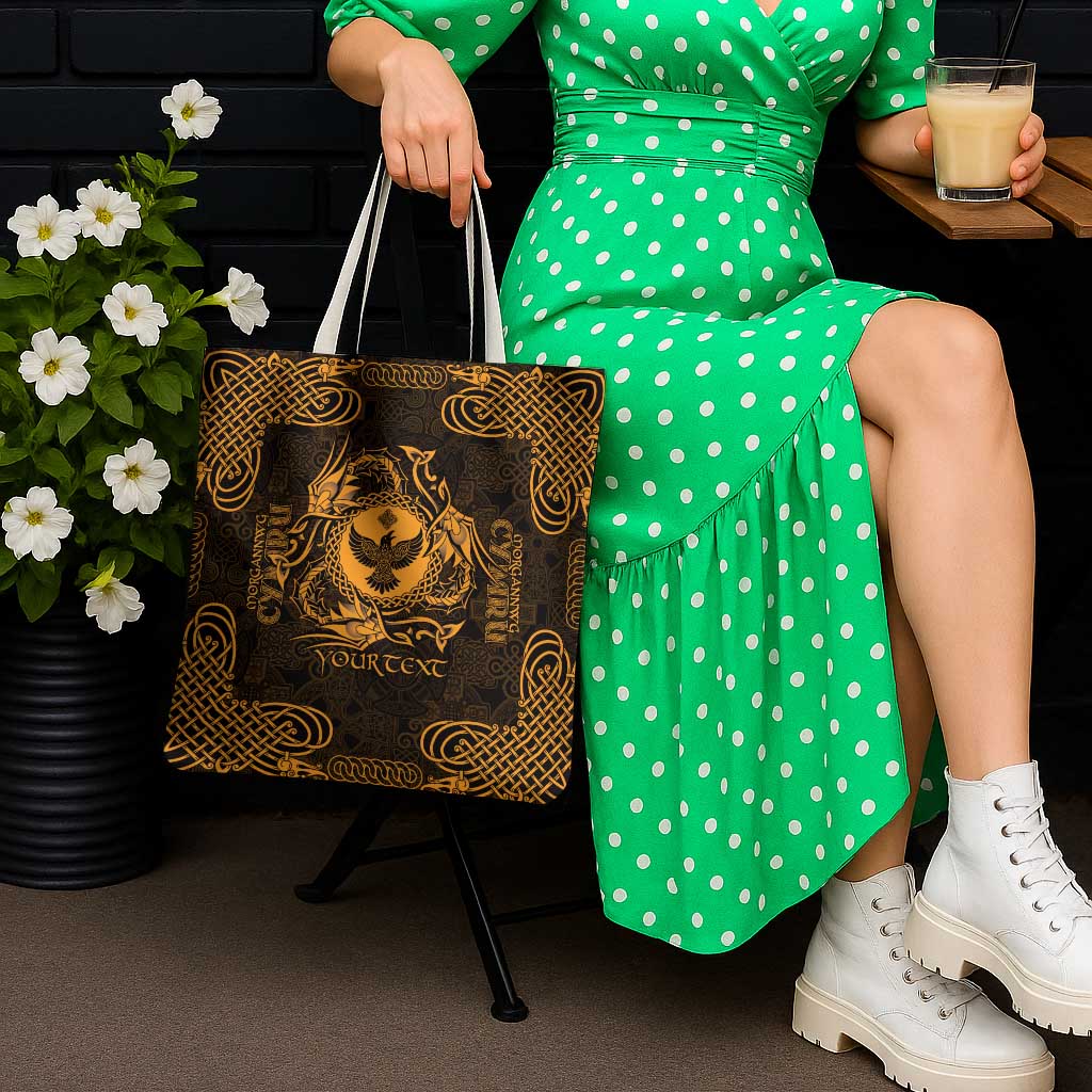 Personalized Glamorgan Morgannwg Tote Bag Gold Raven Celtic-inspired - Wonder Print Shop