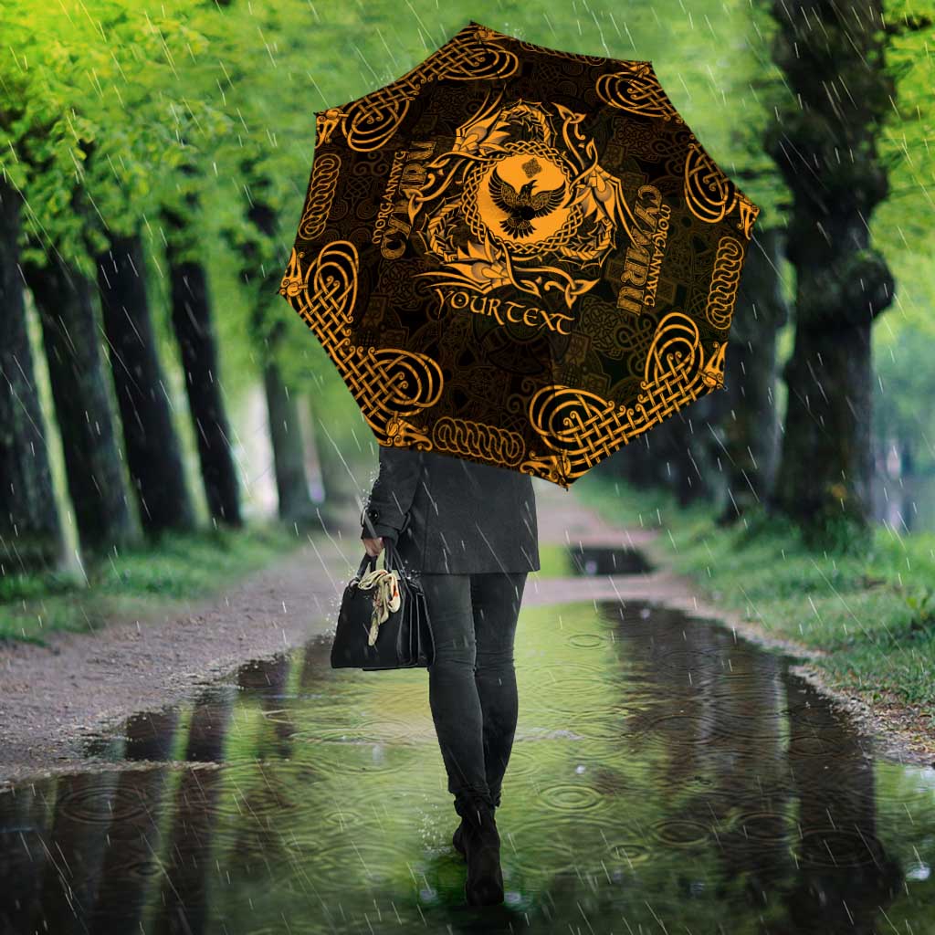 Personalized Glamorgan Morgannwg Umbrella Gold Raven Celtic-inspired - Wonder Print Shop